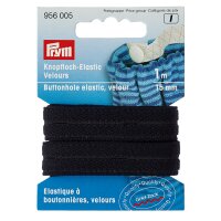 Knopfloch-Elastic Veloursband 15 mm schwarz