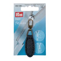 Fashion-Zipper Lederimit. oval d-bl