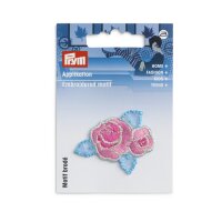 Applikation Blume pink/blau