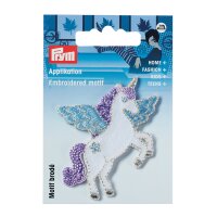 Applikation Einhorn weiß/violett/blau