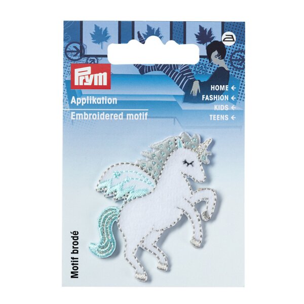 Applikation Einhorn weiß/mint